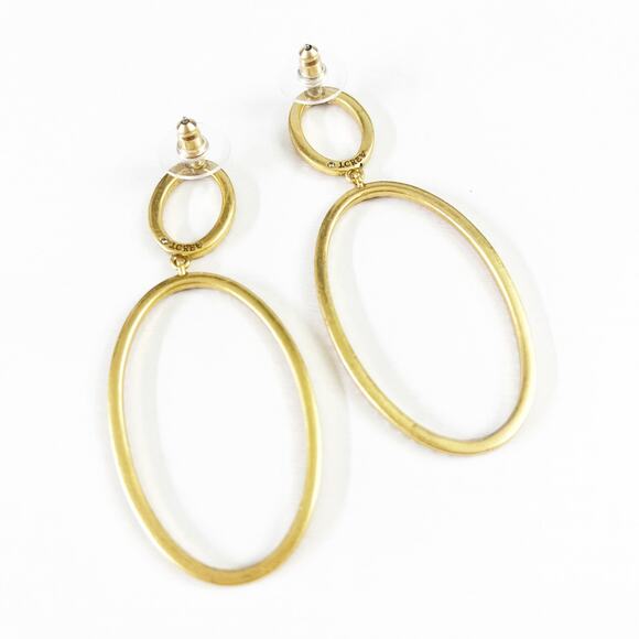 J. Crew Pink Pave Crystal Long Hoop Earrings - Picture 8 of 8